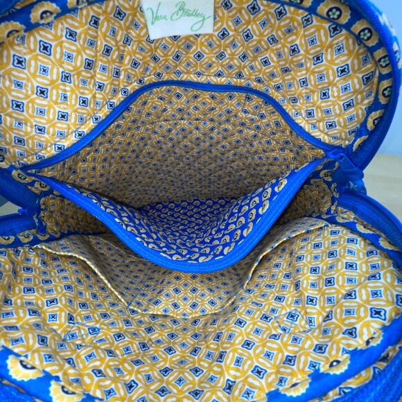 Vera Bradley Blue & Yellow Patterned Quilted Zip Closure & Pockets Shoulder Bag - Picture 11 of 13